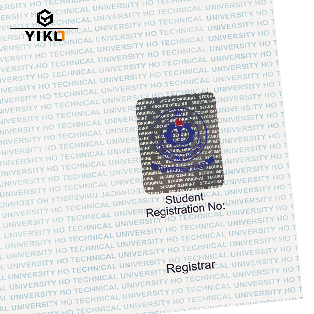 YIKO Custom Certificate Of Authenticity Hologram Watermark Paper Security Degree Certificate Printing Paper