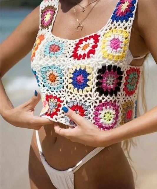 Good Price Of New Product Vest Sleeveless Casual Hollowed Out Hand-Knitted Tops Crochet Tops For Women