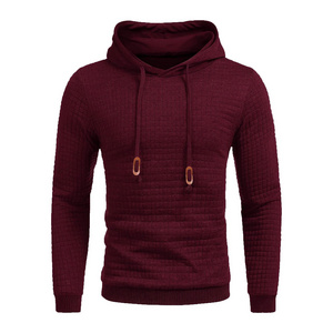 Mens Hooded Sweatshirt Casual Long Sleeve Drawstring Waffle Knit Pullover Hoodies.