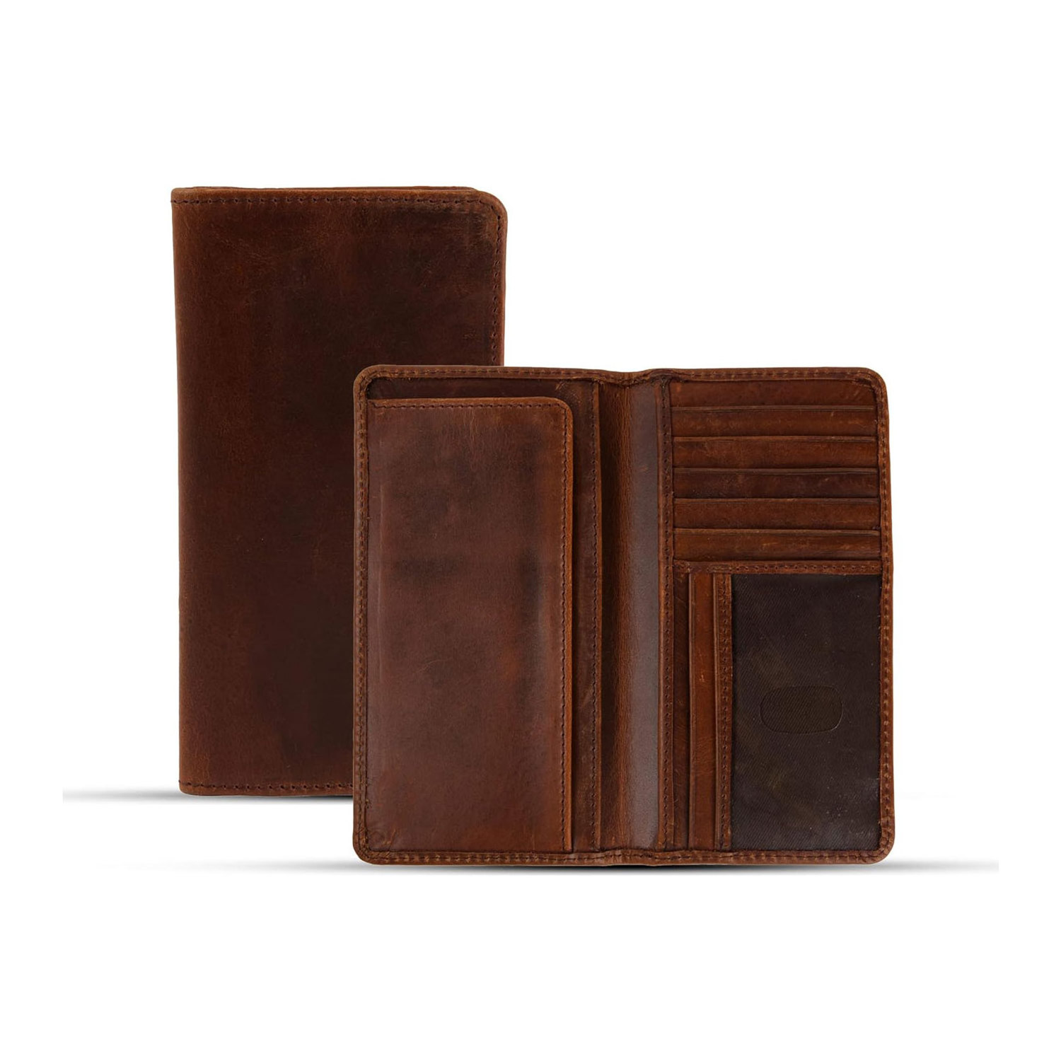 Long Wallet for Men Top Grain Leather checkbook Cover Western Rodeo Wallets for Men.