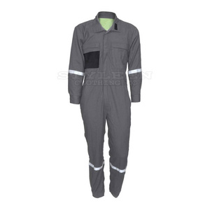 Coveralls For Men Long Sleeve Jumpsuit Blended Adjustable Cuff Utility Pockets Gray Color Mechanic Safety Coverall