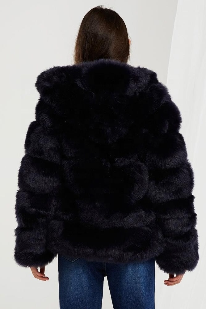 Factory Manufacture Women Hooded Fox Fur Coat  Chinchilla Fur Coat  Brown White Black Color In High Quality