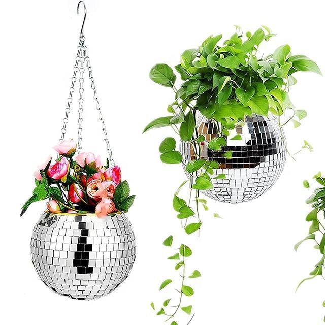 4 Inch 6 Inch 8 Inch Small Disco Ball Plant Hanger Planter Vase Pot Disco Ball Planter Rose Gold Copper