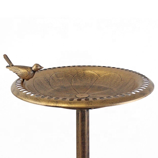 Bronze Bird Bath with planter and bird decoration