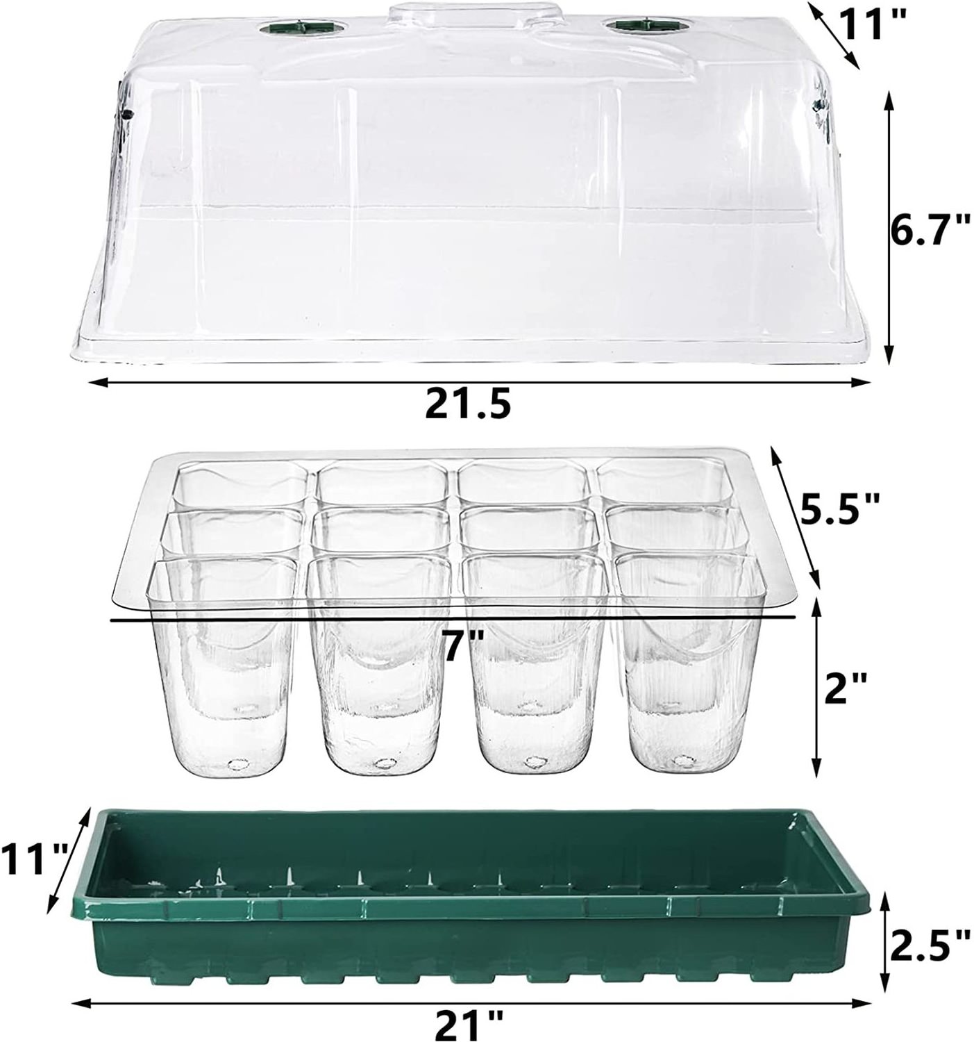 Seed Starter Tray with Humidity Dome and Base, 144 Cells Adjustable Seedling Nursery Clone Tray, Garden Propagator