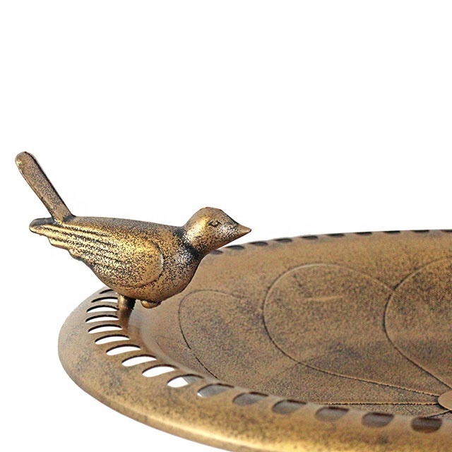 Bronze Bird Bath with planter and bird decoration