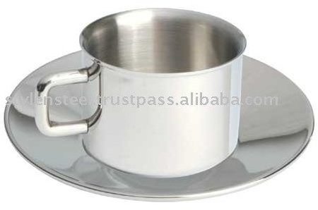 Double Wall Cup & Saucer Stainless Steel Saucer Double Cup Insulated Coffee Mug With Saucer Stainless Steel