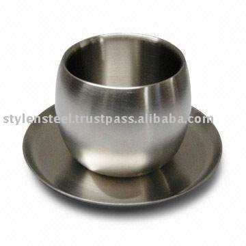 Double Wall Cup & Saucer Stainless Steel Saucer Double Cup Insulated Coffee Mug With Saucer Stainless Steel