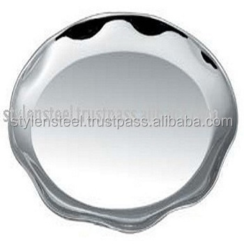 Round Anti-slip Bar Tin Serving Tray Metal Stainless Steel Magic Round Tray Metal Food Tin Tray Rolling