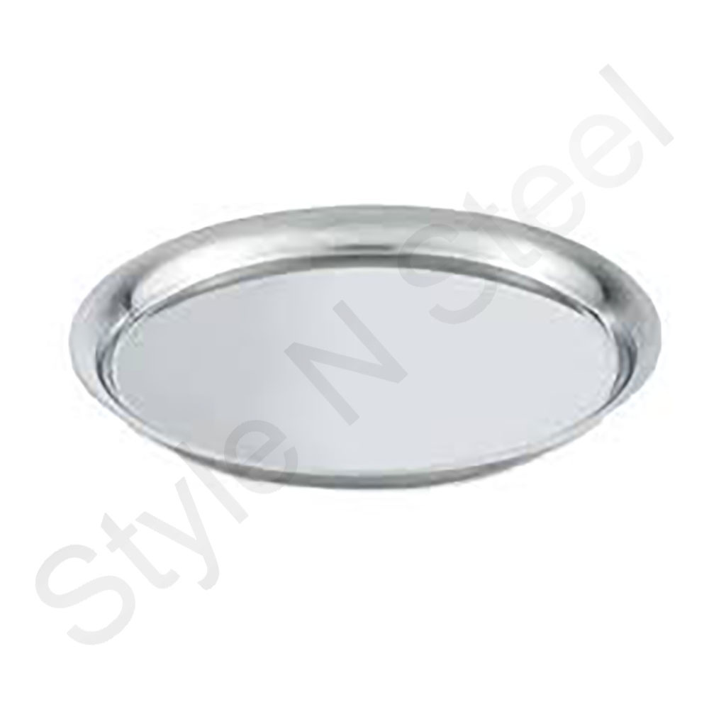 Round Anti-slip Bar Tin Serving Tray Metal Stainless Steel Magic Round Tray Metal Food Tin Tray Rolling