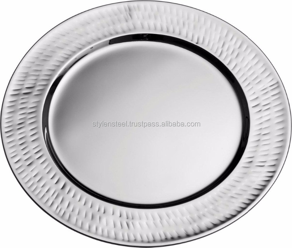 Eco-friendly Feature Metal Charger Plate kitchenware Stainless Steel Charger Plate Hammered Round Charger Plate