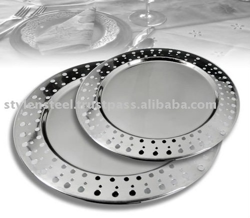 Eco-friendly Feature Metal Charger Plate kitchenware Stainless Steel Charger Plate Hammered Round Charger Plate