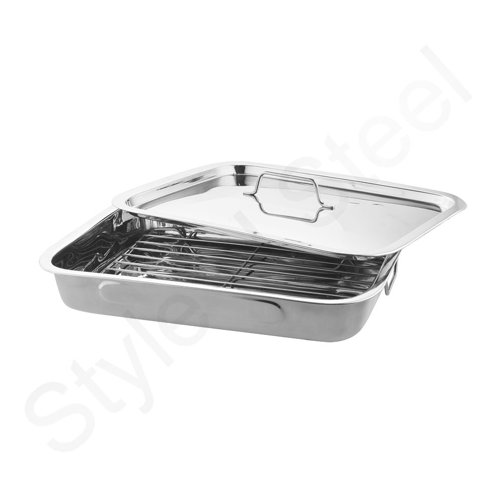 Breakfast fast food tray Roasting Tray With Grill & Cover Stainless Steel Trays Custom Plastic Modern Nordic Luxury Style