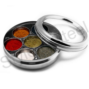 Condiment Container Set Spice Jar Rack Kitchen Cruet Bottle for Sugar Salt Spice Box See Through  Lid Stainless steel