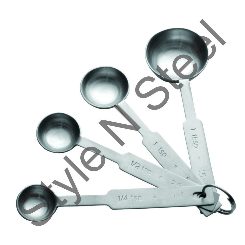 King Measuring Spoon 4 pcs set kitchen metal tool Stainless Steel Oval Measuring Cup Set at wholesale price