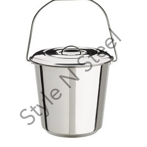 Wholesale Pail Bucket with Cover Stainless Steel Good useful stainless steel water bucket pail with handle