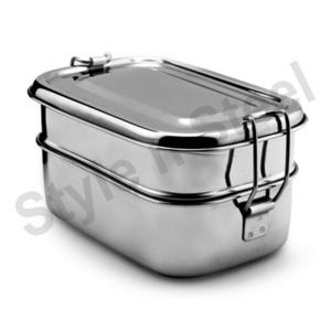 stainless steel food multi layered  two layers lunch box tiffin Stainless Steel Two Tier Oval Tiffin