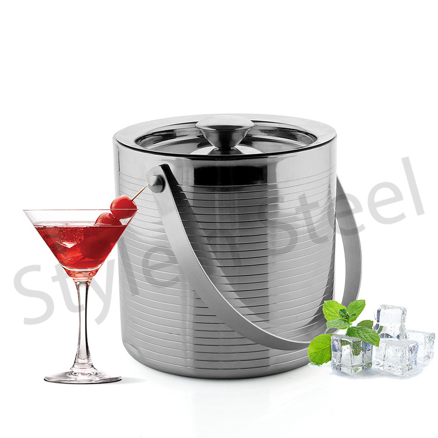 Double Wall Ice Bucket Stainless Steel Ice Bucket champagne holder straight beer ice bucket at wholesale price