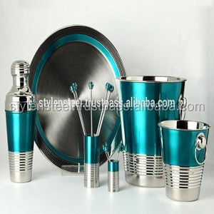 Professional Cocktail Shaker Bar Tools Set Bartender Tools Bar Set Blue Color Stainless Steel Special Bartender Kit