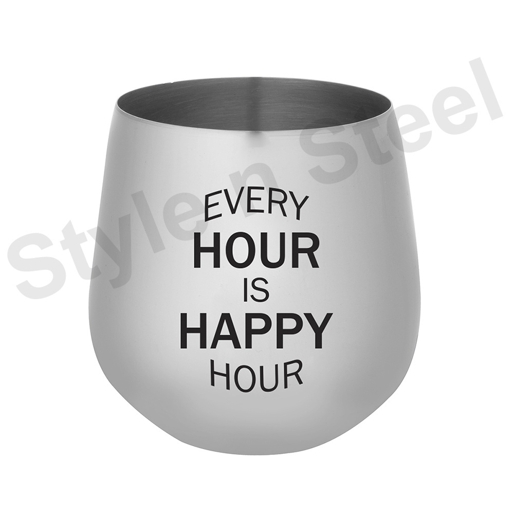 stainless steel server Wine Glass Print Design tumbler bar club glass Stainless Steel drinking whiskey glass