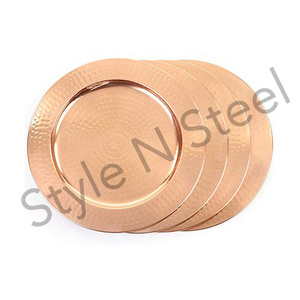 Dinnerware Copper Color Charger Plate Stainless Steel Charger plates For wedding Wholesale Dinnerware Plate Set