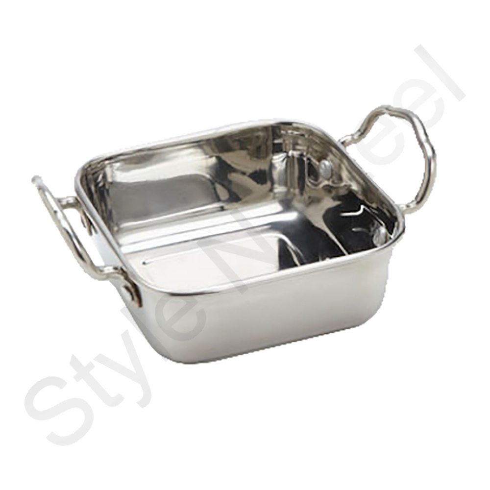 Square Balti Dish Stainless Steel Tableware Plates Dishes Dinner Metal Food Serving Plates kitchen gadgets accessories