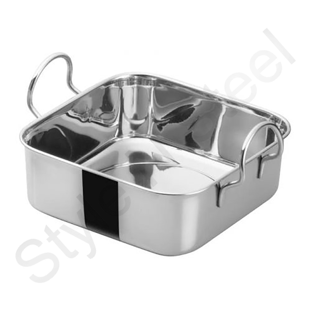 Square Balti Dish Stainless Steel Tableware Plates Dishes Dinner Metal Food Serving Plates kitchen gadgets accessories