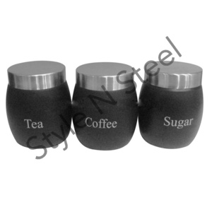 Stainless Steel Belly Canister  Classic Style Round Shape Metal Kitchen Canister Coffee Sugar Tea Storage Jars 3 pes