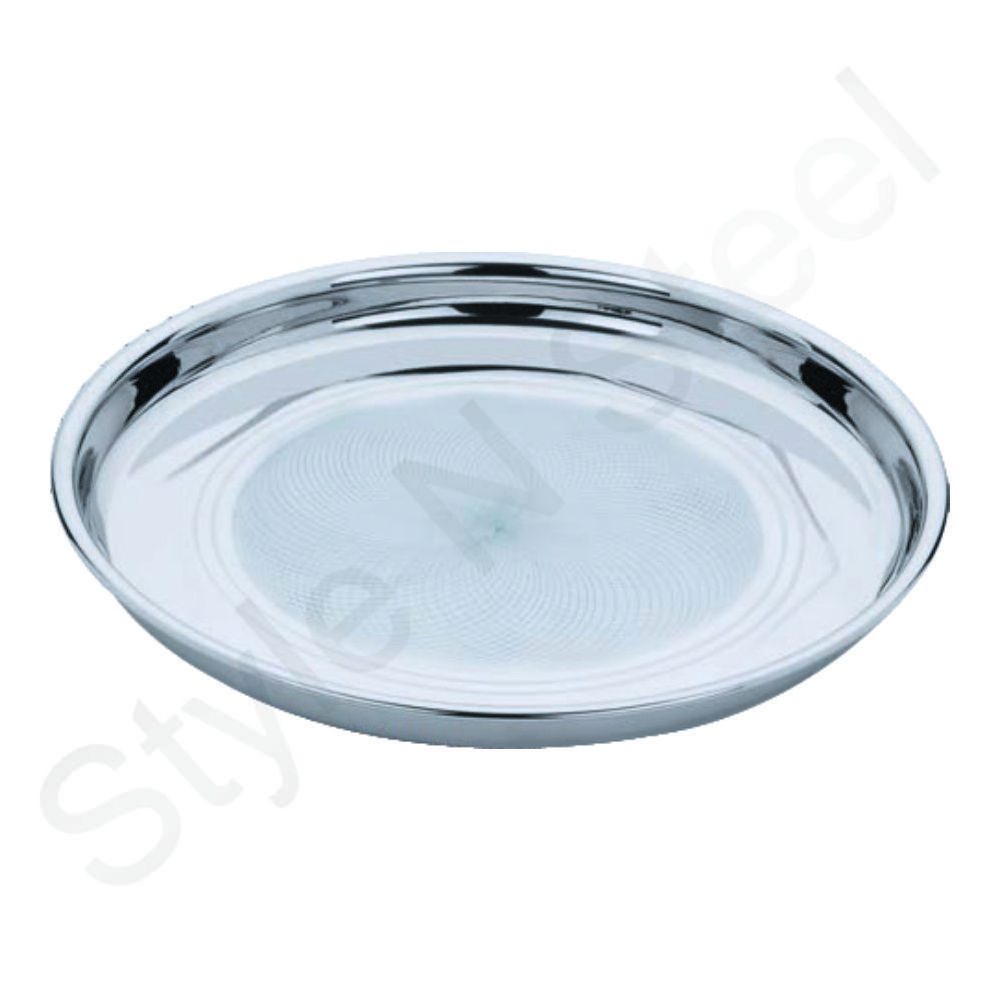 Stainless Steel Round Deep Dinner Plate With Silver Touch Catering metal round dinner plate dish at wholesale price