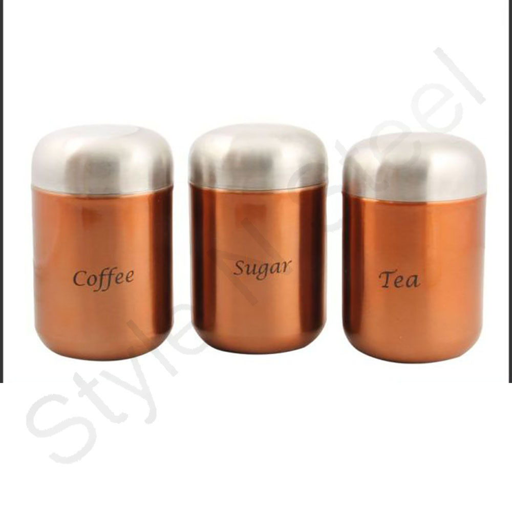 Canister Set Stainless Steel Coffee Sugar Tea Metal Kitchen Canisters Sets With Airtight Metal Lids