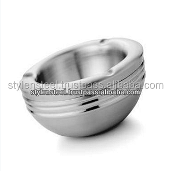 Custom LOGO Double Wall Ash Tray Stainless Steel Ash Tray Factory Stock Wholesale Portable Ashtray Round