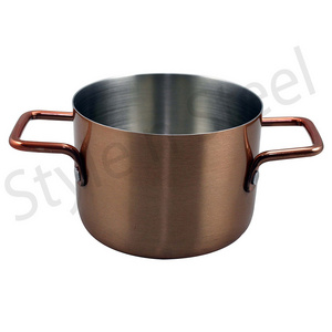 Mini Serving Casserole Outside Copper Color Stainless Steel High Quality Food Serving Stainless Steel Hot Pot for Sale