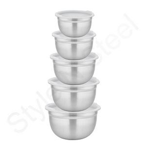 German Mixing Bowl With Inside Lid 5 pcs Set Stainless Steel  Non Slip Silicone Mixing Bowls Salad Bowl 2024