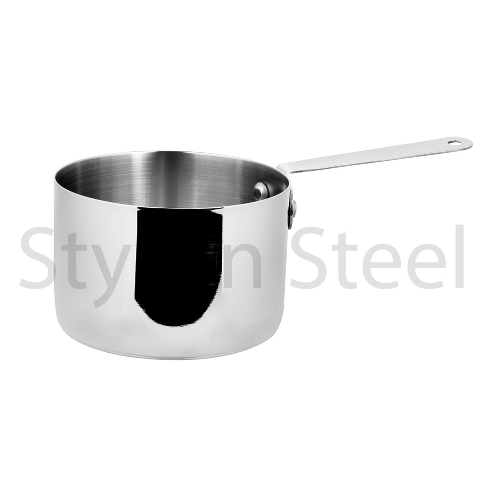 Factory Sales Metal Triply Stainless Steel Fry Pans Cookware Non Stick Frypan with handle Home Mini Serving Sauce Pan