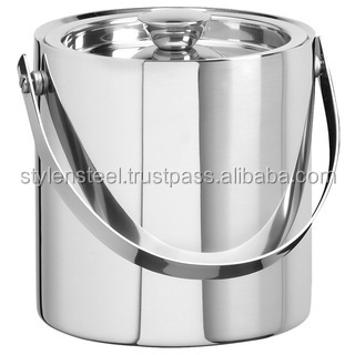 Double Wall Ice Bucket Stainless Steel Ice Bucket champagne holder straight beer ice bucket at wholesale price