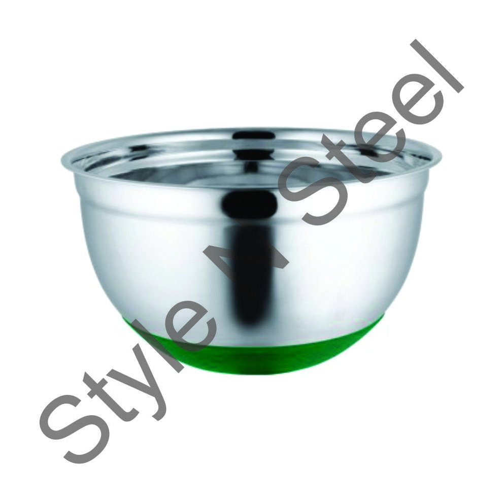 Stainless Steel German bowl with green silicone bass fruit salad food prep serving bowl glass mixing bowl