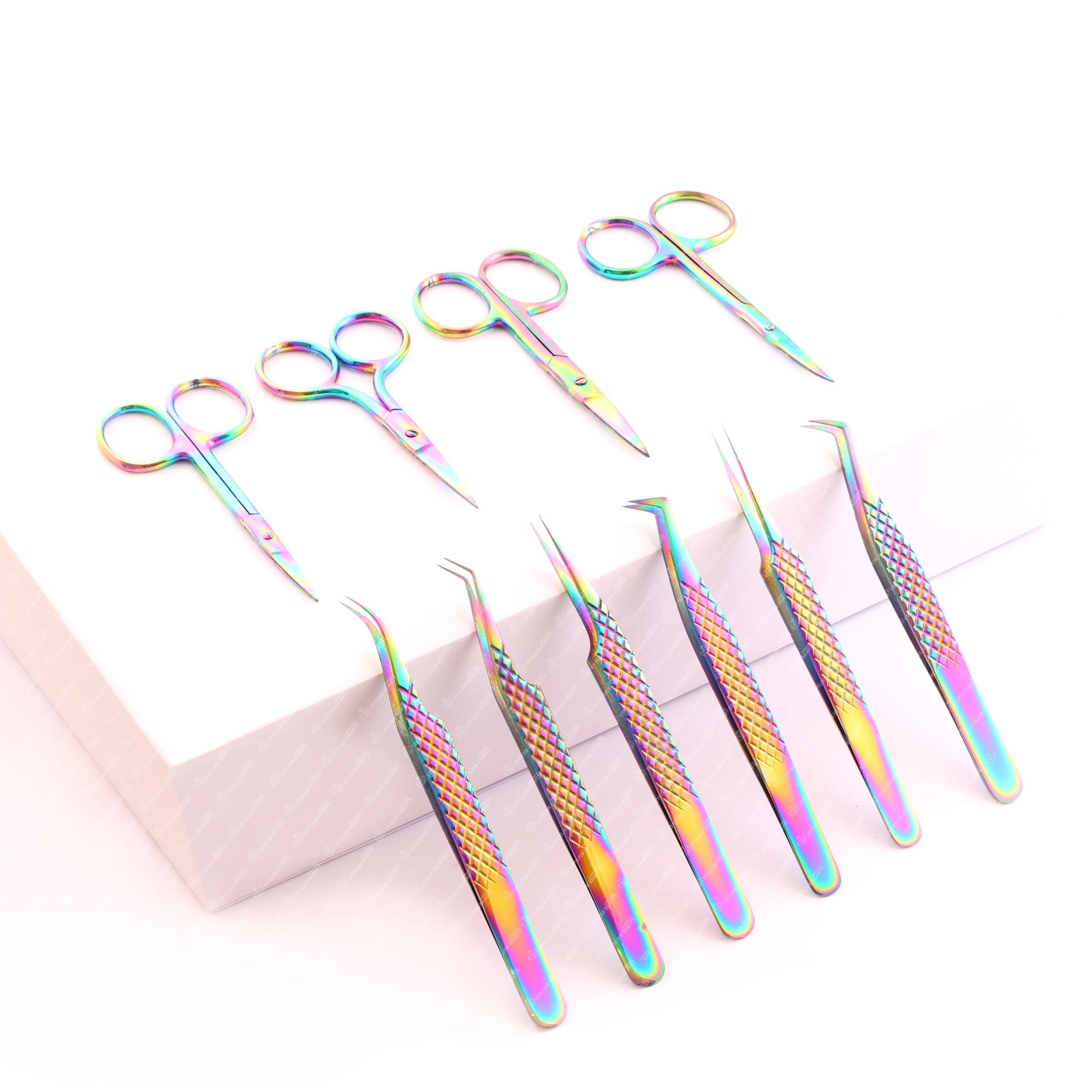 Private Label  Top Selling  Eyelash Extension Spring Scissors  Stainless Steel With 1 Piece Card Box Packing