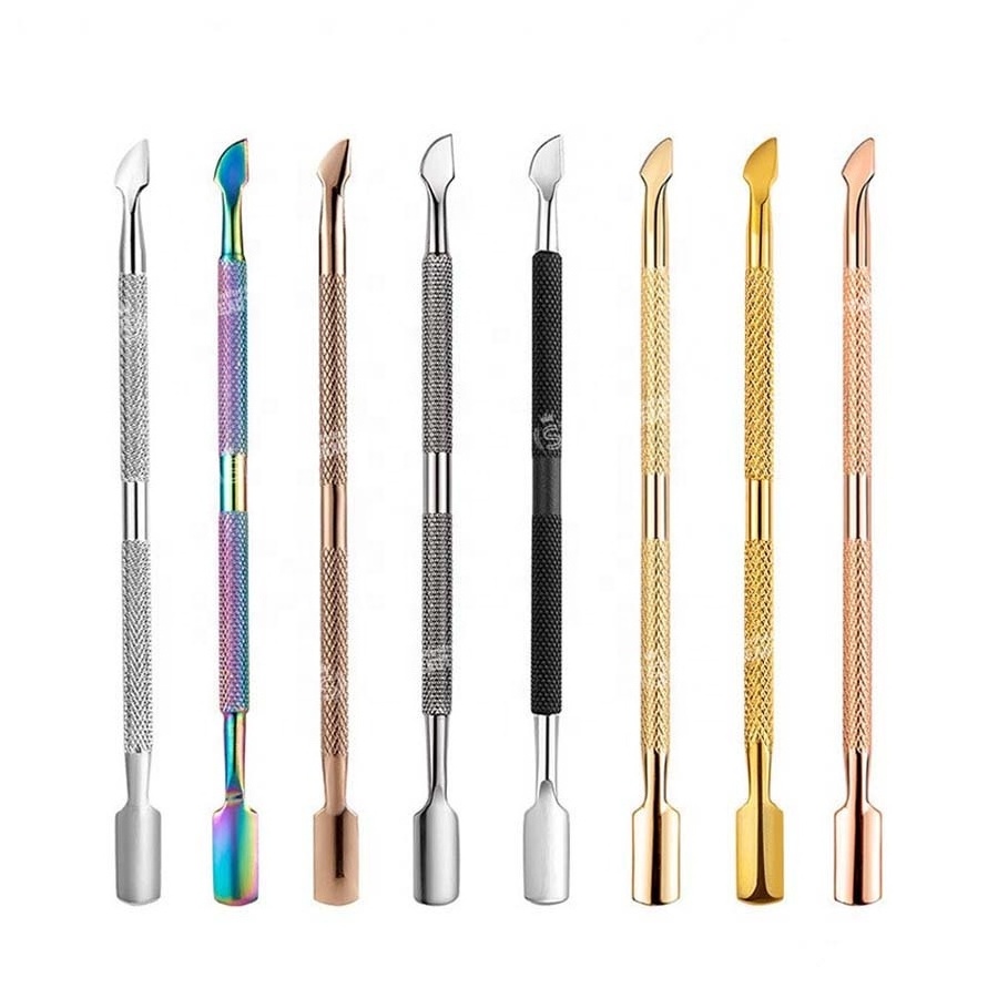 Hot Selling Japanese Stainless Steel Nail Pusher Gel Nail Polish Remover Tools Double Side Nail Cuticle Pusher With Packing