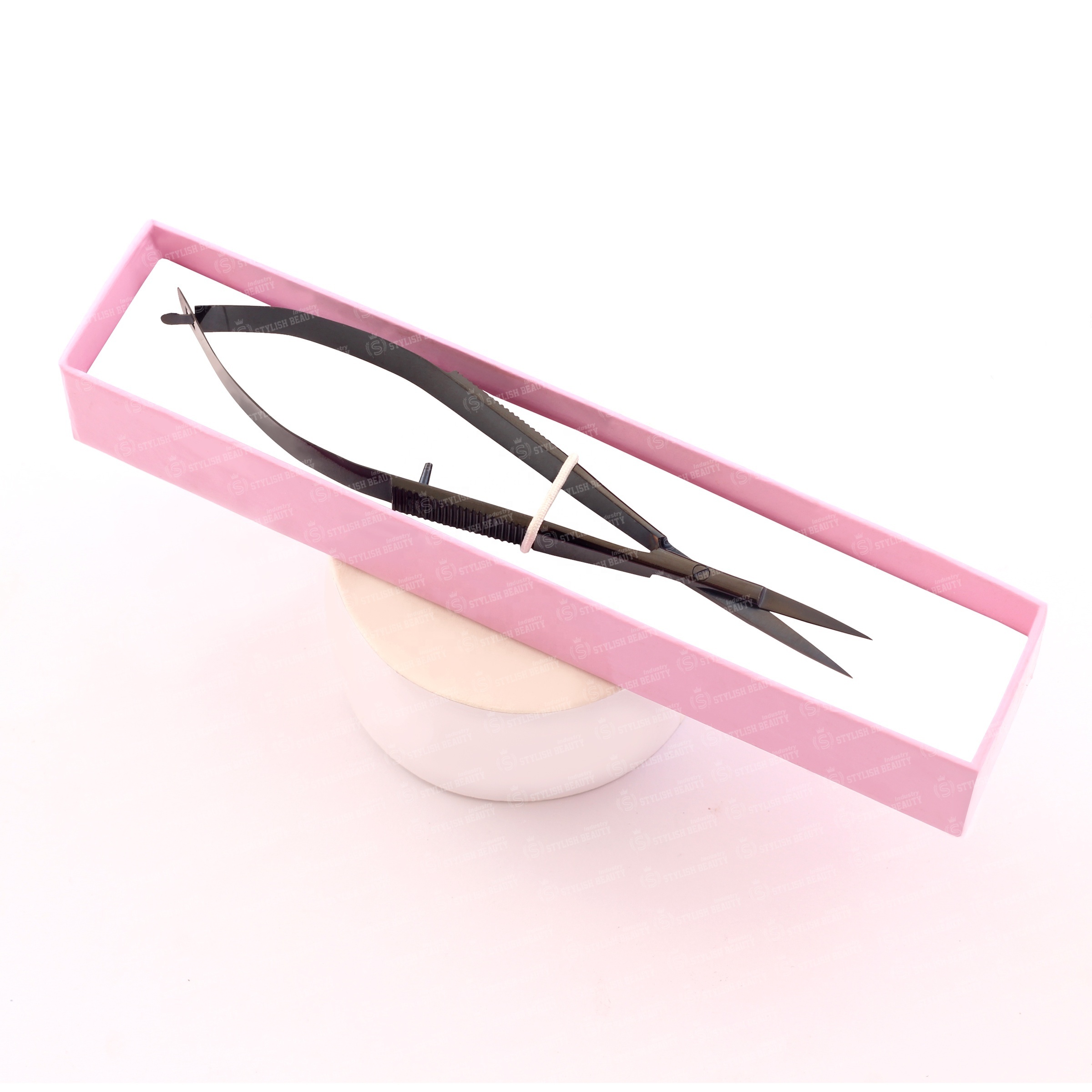 Private Label  Top Selling  Eyelash Extension Spring Scissors  Stainless Steel With 1 Piece Card Box Packing