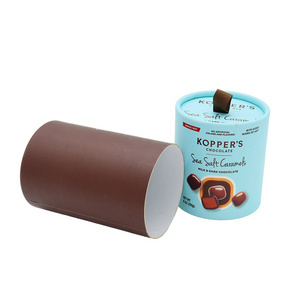 High Quality Satin Puller Tube Cylinder Round Luxury Chocolate Boxes Packing