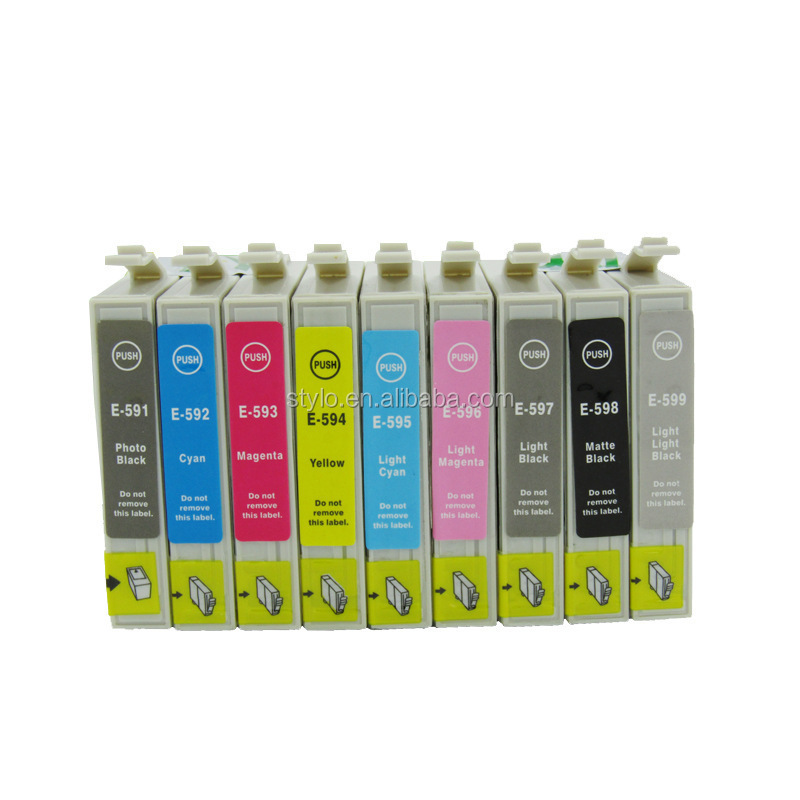 Compatible refill ink cartridge T0591/T0592/T05993/T0594/T0595/T0596/T0597/T0598/T0599 for Epson printer R2400 ciss