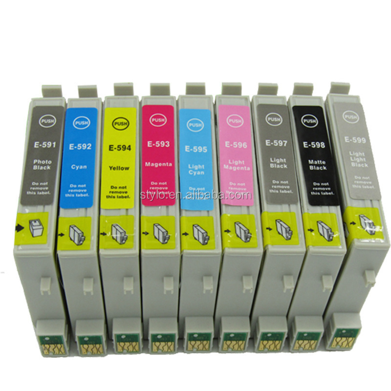 Compatible refill ink cartridge T0591/T0592/T05993/T0594/T0595/T0596/T0597/T0598/T0599 for Epson printer R2400 ciss