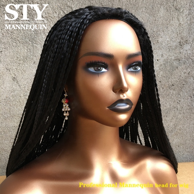 African American Wig Display Mannequin Head with Shoulder Realistic Half Body Double Shoulder Beautiful Manniquin Wig Head