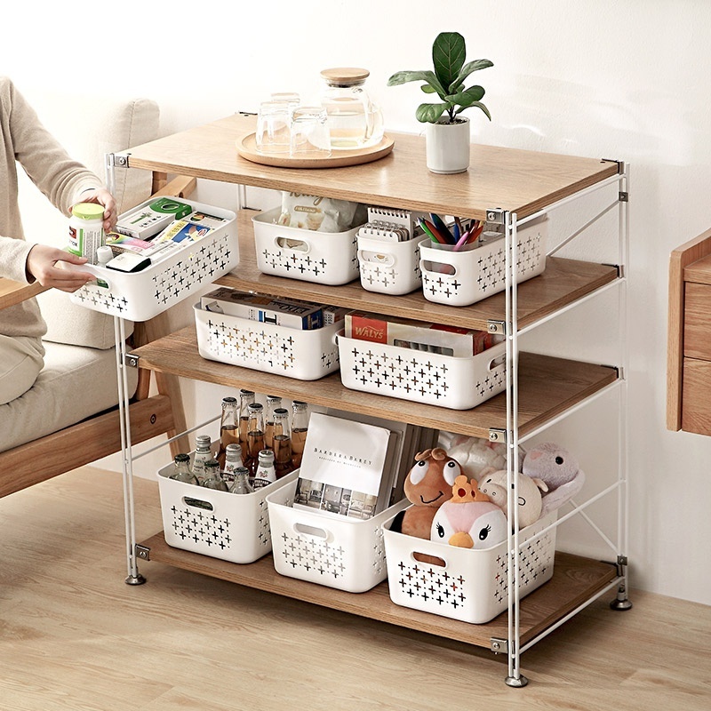 Minimalist nordic white storage basket pantry organizer