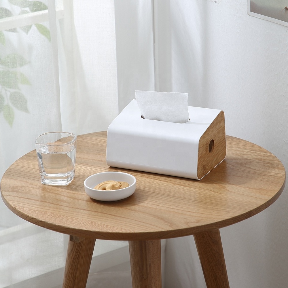 Wall mounted bamboo cover wooden tissue box