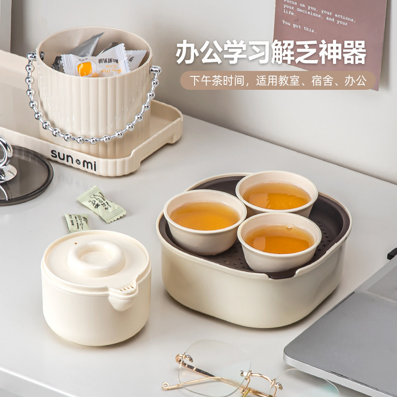 2024 new unbreakable portable travel teapot and cup Chinese gongfu tea set