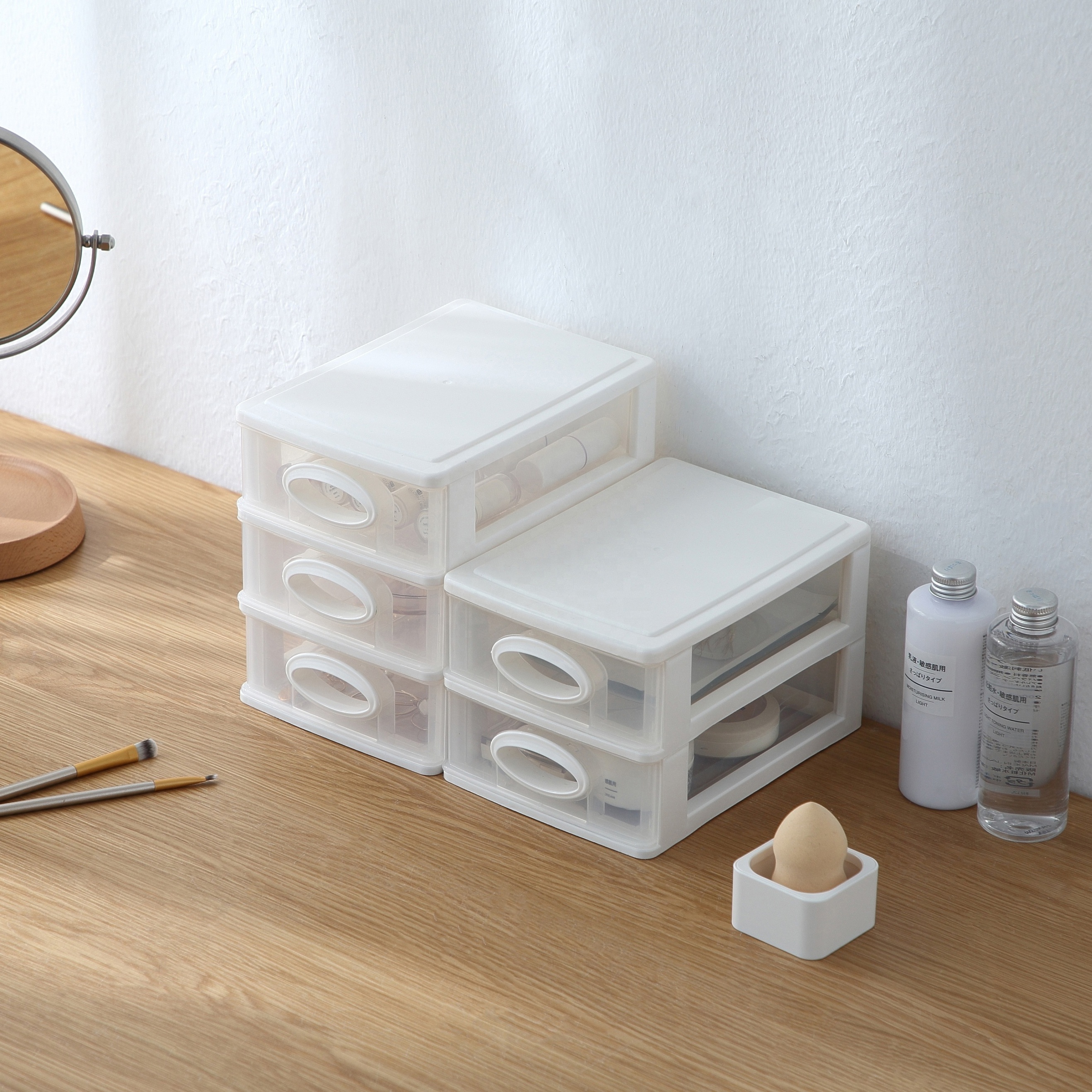 Transparent mini clear desktop organizer drawer