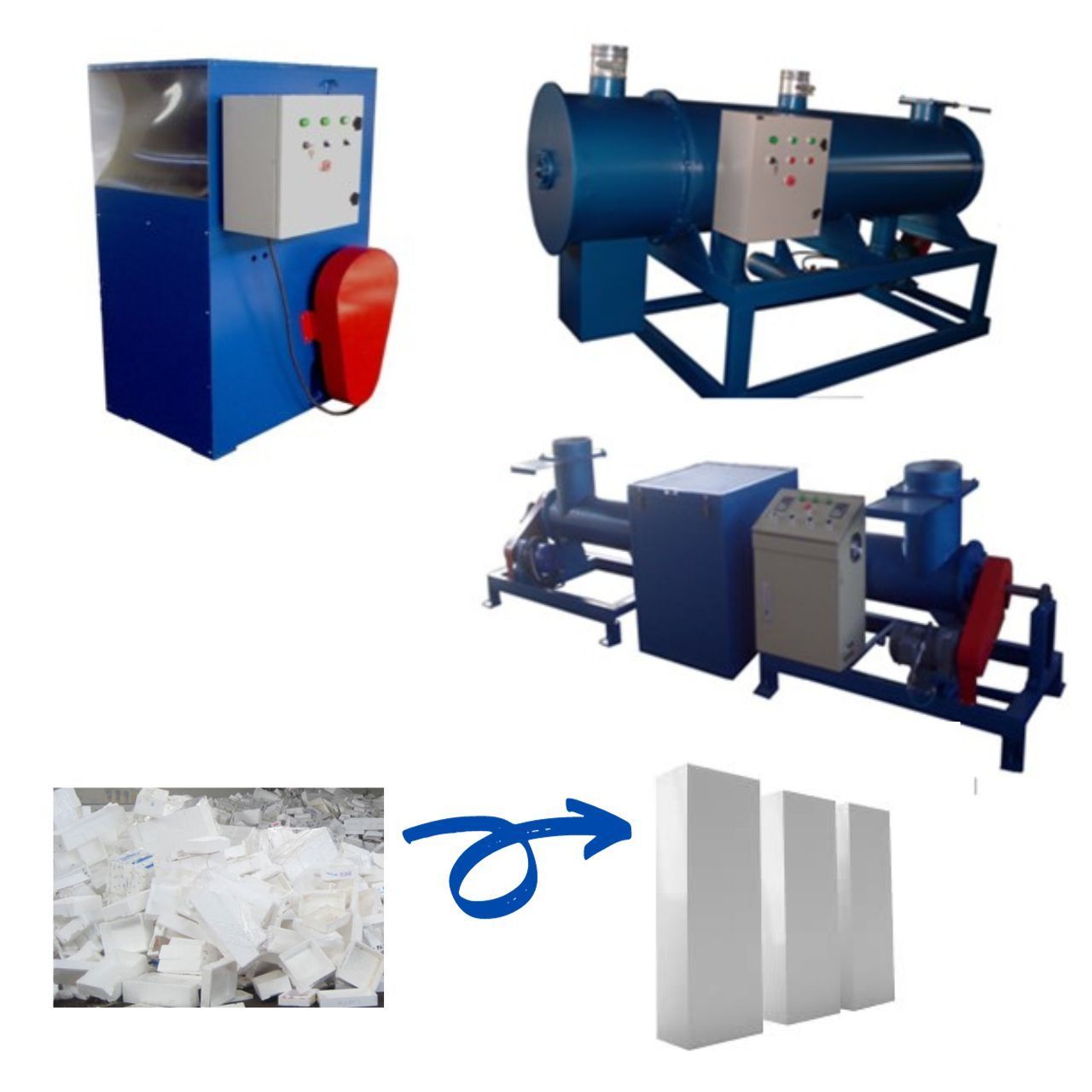 EPS Waste Recycling Machine Expanded Polystyrene Waste Crusher Mixer Recycling machine