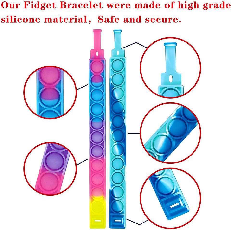 Pop Bubble Wristband Wearable Push Pop Fidget Toy Sensory Fidget Hand Finger Press Silicone Bracelet Toys