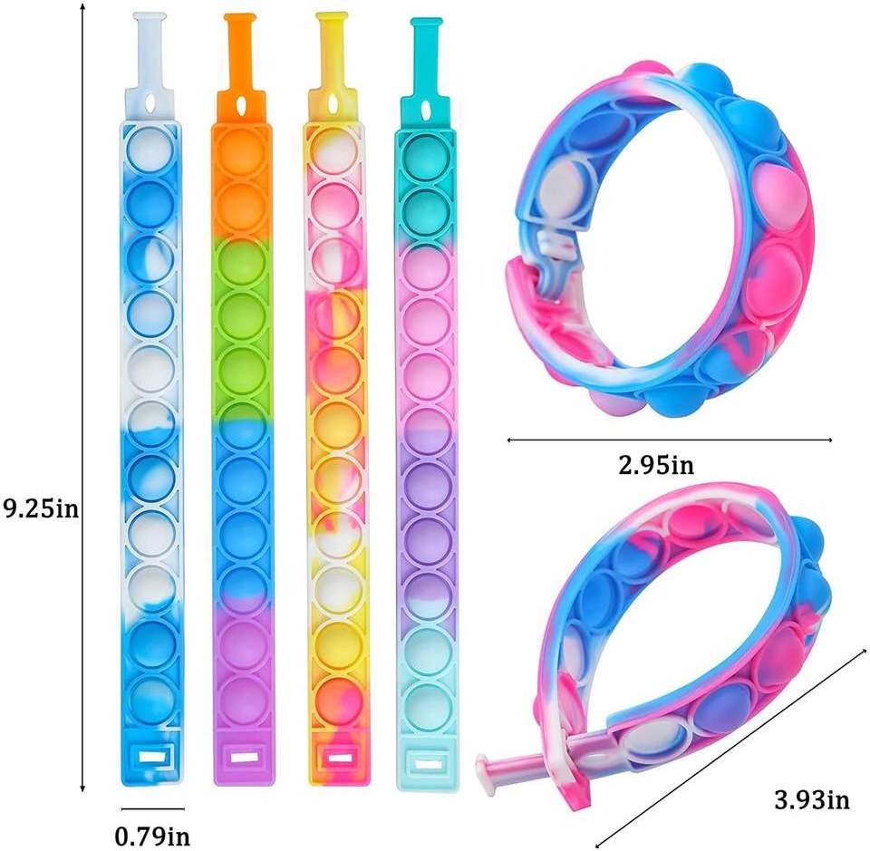 Pop Bubble Wristband Wearable Push Pop Fidget Toy Sensory Fidget Hand Finger Press Silicone Bracelet Toys